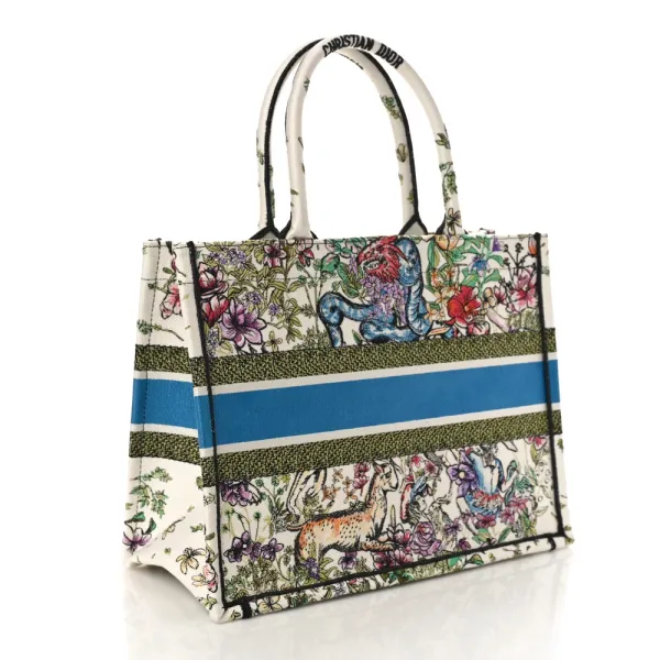 Dior Medium D-Constellation Book Tote Latte Multicolor Embroidered Canvas - Image 3