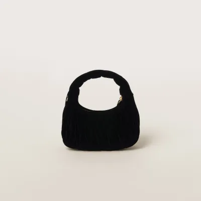 Miu Miu Wander Matelassé Suede leather handbag Black Crossbody Bags