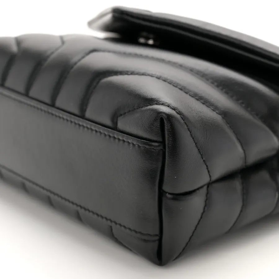 Saint Laurent Mini Loulou Crossbody Bag Black Y-Quilted Monochrome Monogram Calfskin Leather Black Hardware