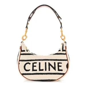 Celine Medium Ava Shoulder Bag White/Black Textile Gold Hardware