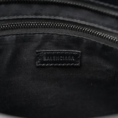 Balenciaga S City Classic Black Crocodile Embossed Matte Supple Lambskin Leather Incognito Hardware