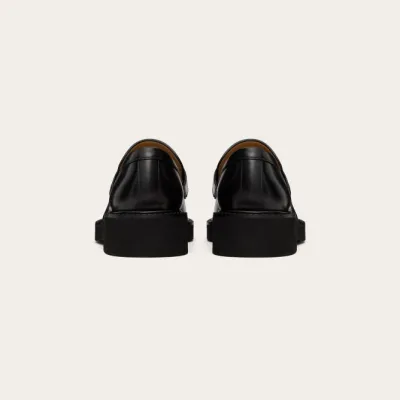 VALENTINO Black calf leather Loafers (heel height 4cm)