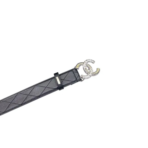 Chanel Women's CC Belt In Black/White/Beige/Red Lambskin With Gold/Silver Hardware 30mm - Image 3