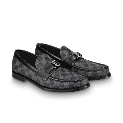 Louis Vuitton men's Grey leather shoes Loafers