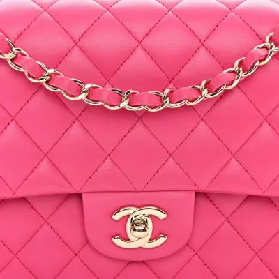 Grade Chanel Double Flap Medium Fuchsia Bag