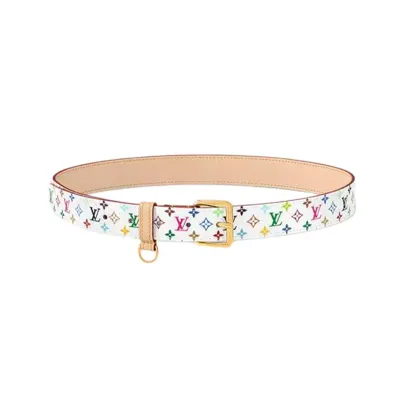 Louis Vuitton Women's LV x TM D-Ring Belt In Black/White Monogram Canvas With Silver/Gold Hardware 30mm