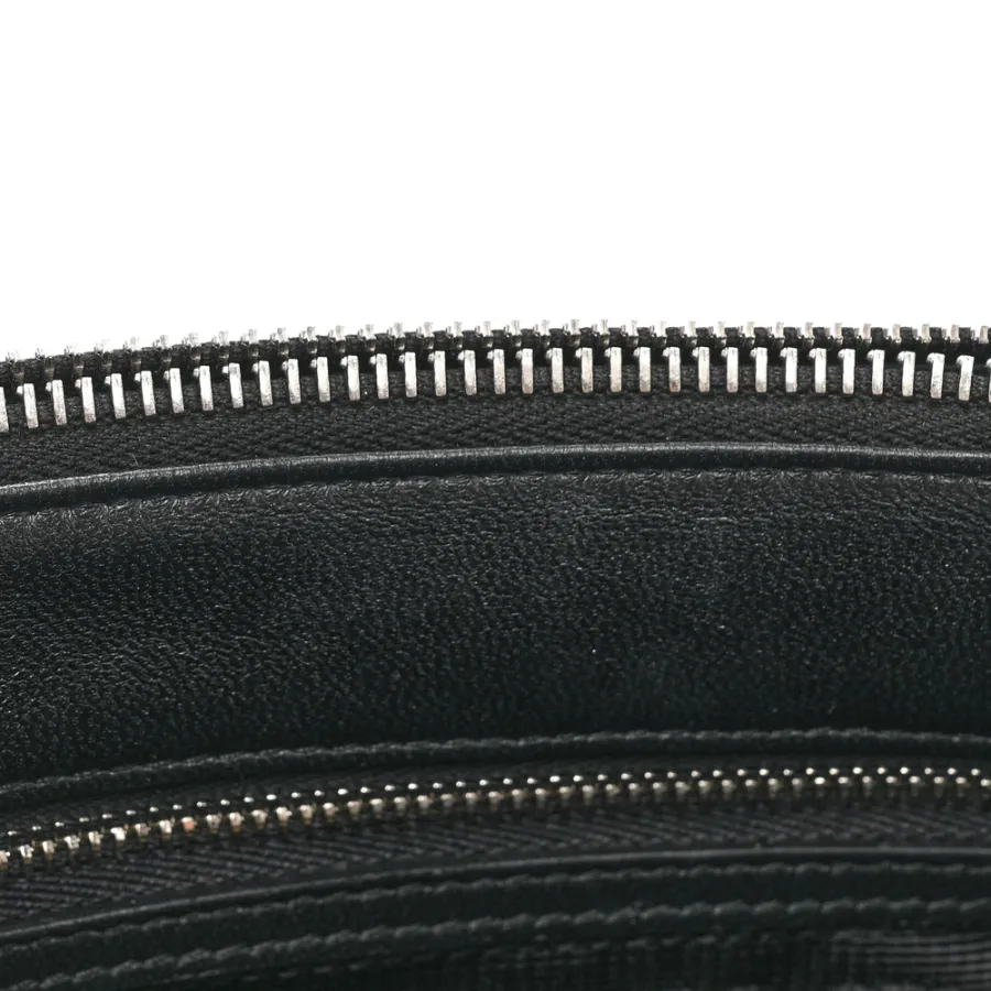 Prada Mini Galleria Double Zip Tote Black Metal Satin & Crystal Silver Hardware