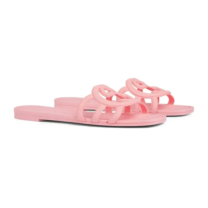 Gucci square head pink flat bottom slippers