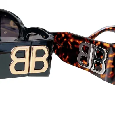 Balenciaga square frame leopard/black/white/black gold glasses color Size 56口18-125