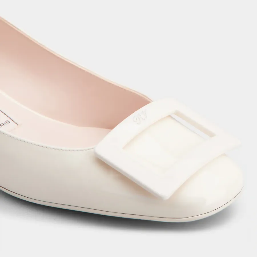 Roger Vivier U Look Ballerinas In White Patent Leather With Lacquered Buckle (Heel Height 2.5cm)