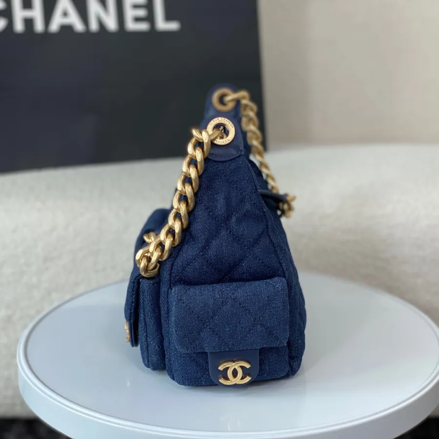 Chanel Denim royal blue / Denim grey silver / Denim sky blue Shoulder Bags