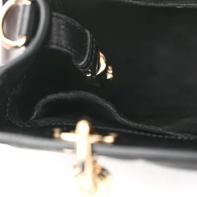 Dior Small The Lady 95.22 Black Calfskin Cannage Dark Silver Hardware