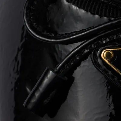 PRADA Patent paint leather Flat Shoes Black Ballet Shoes