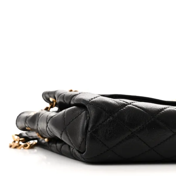 Saint Laurent Mini Nolita Black Quilted Monogram Lambskin Leather Aged Gold Hardware - Image 4