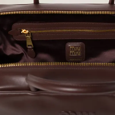 Miu Miu Beau Calfskin Leather Brown Top-Handle Bags