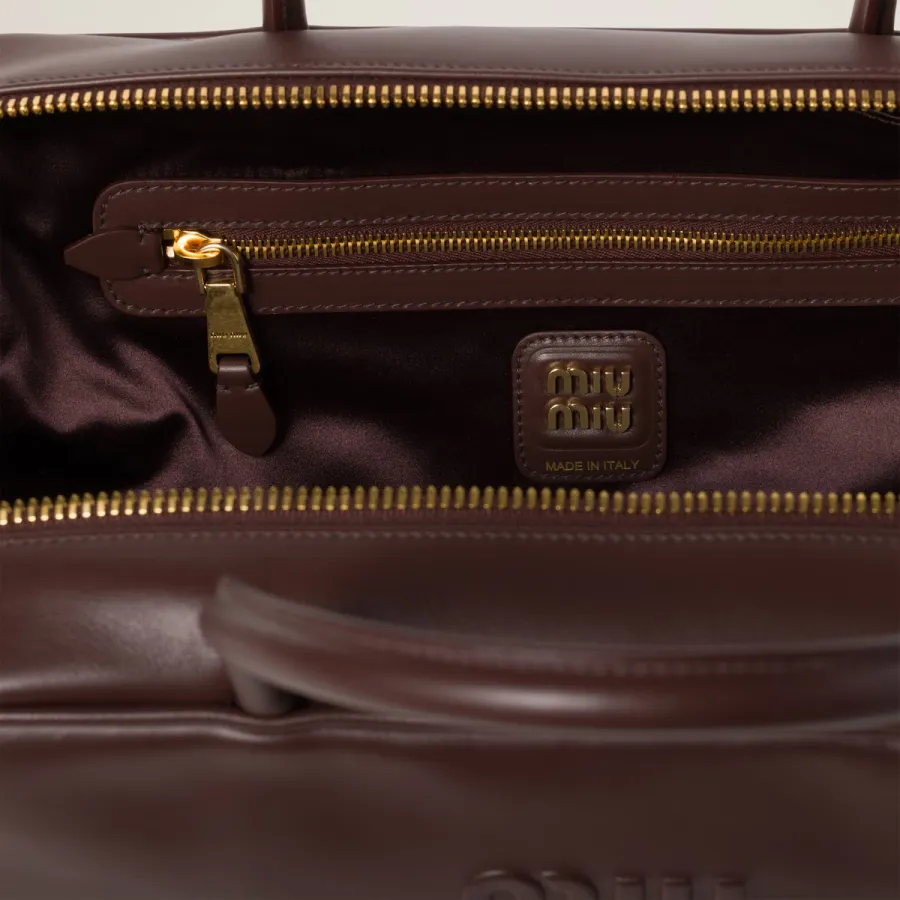 Miu Miu Beau Calfskin Leather Brown Top-Handle Bags