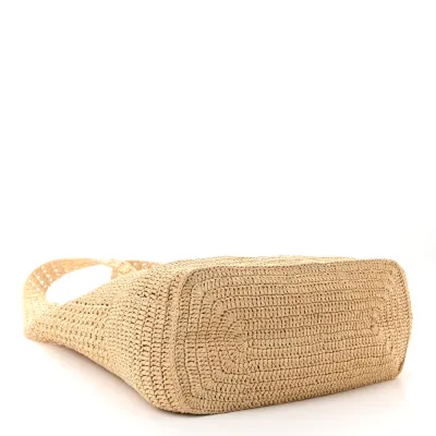 Saint Laurent Medium Hobo Naturale Monogram Raffia Aged Gold Hardware