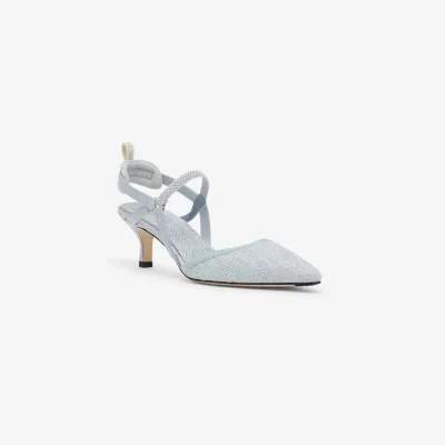 FENDI Light blue cotton medium heels shoes