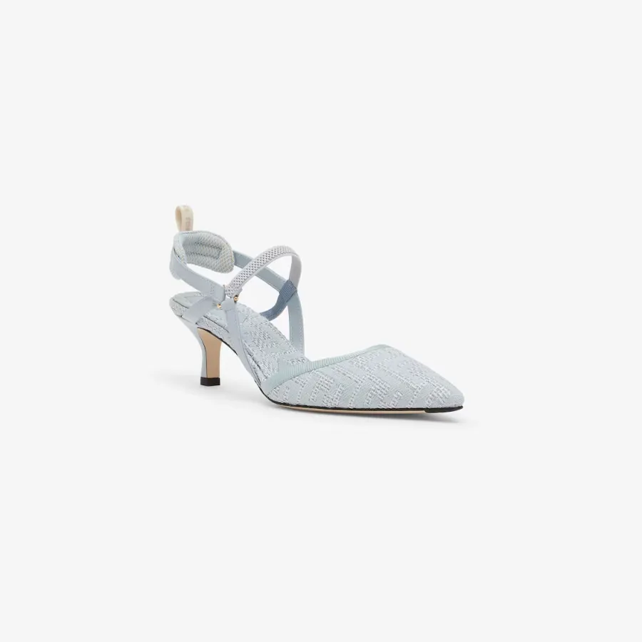 FENDI Light blue cotton medium heels shoes