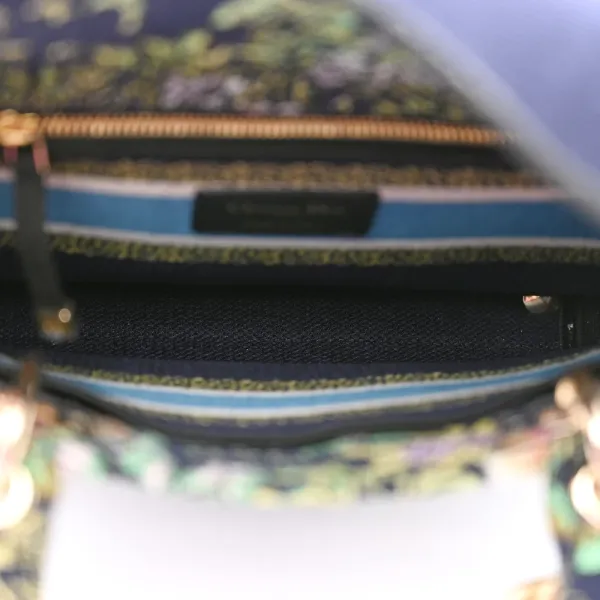 Dior Medium D-Constellation Lady D-Lite Blue Multicolor Embroidered Canvas Gold Hardware - Image 7