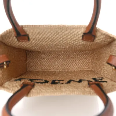 Loewe A5 Tote Bag Standard Small Natural/Black Raffia & Calfskin Leather