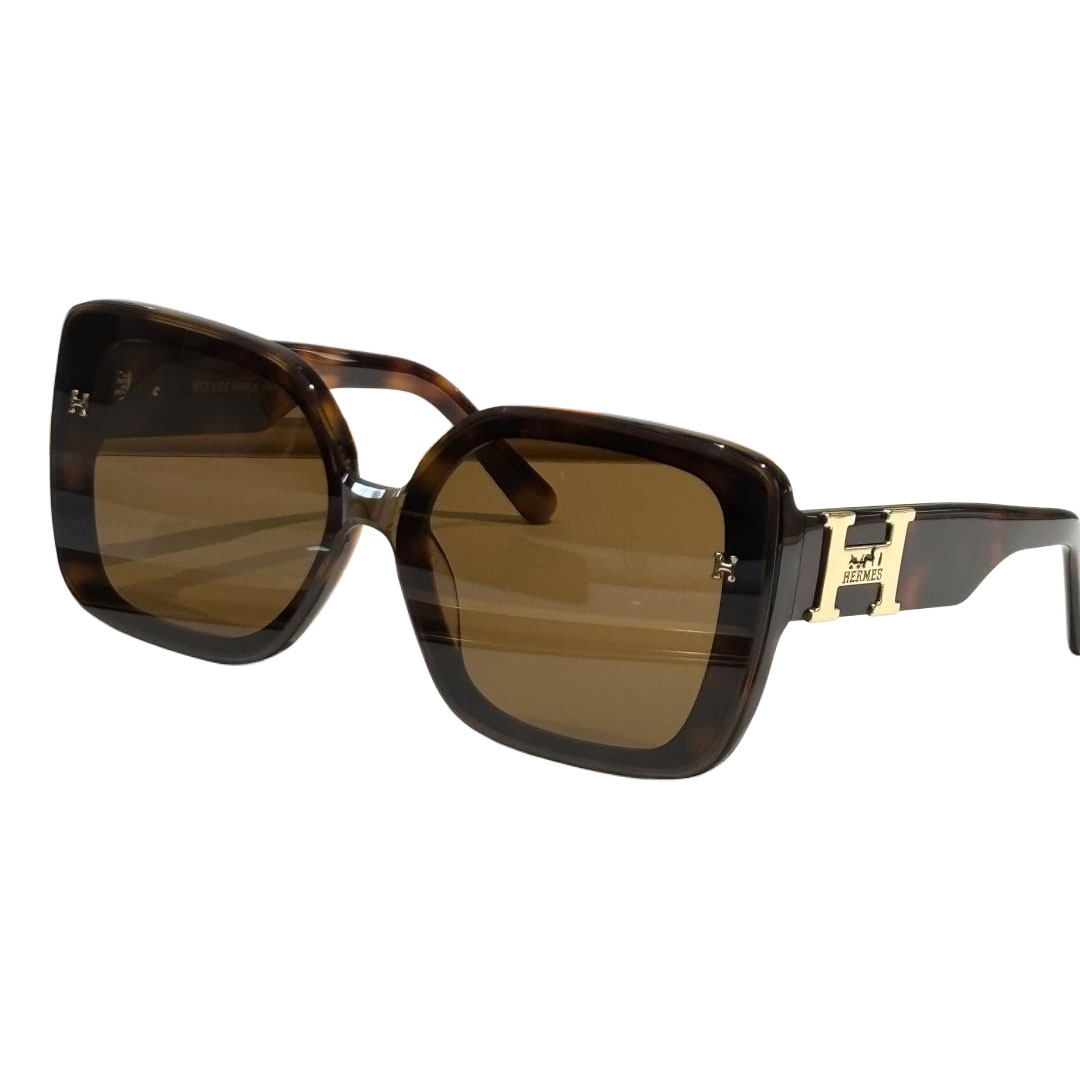 Óculos de armação quadrada Hermès leopardo/laranja/prata preta/ouro preto/verde/verde leopardo Tamanho 55-18-145