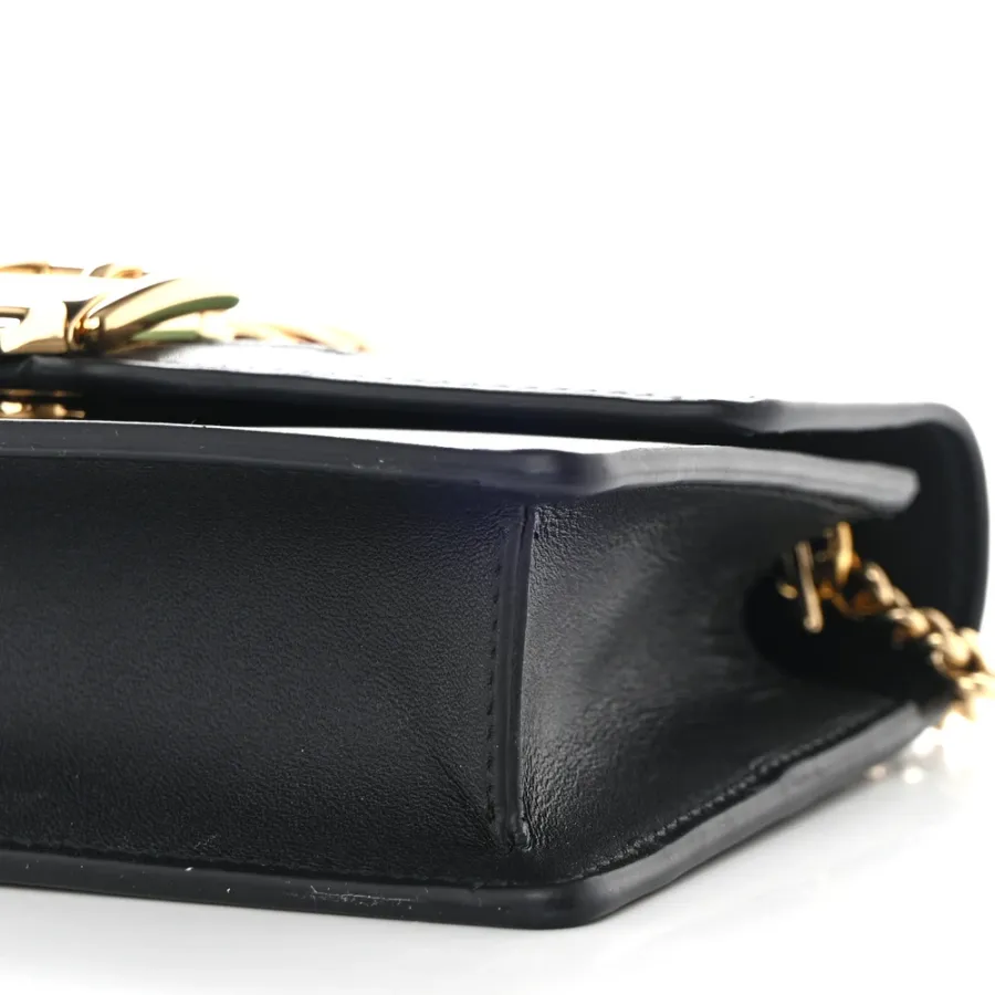 Gucci Super Mini Sylvie Chain Shoulder Bag Black Calfskin Leather Gold Hardware