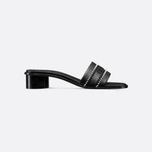 Dior black thick bottom square head high-heeled slippers