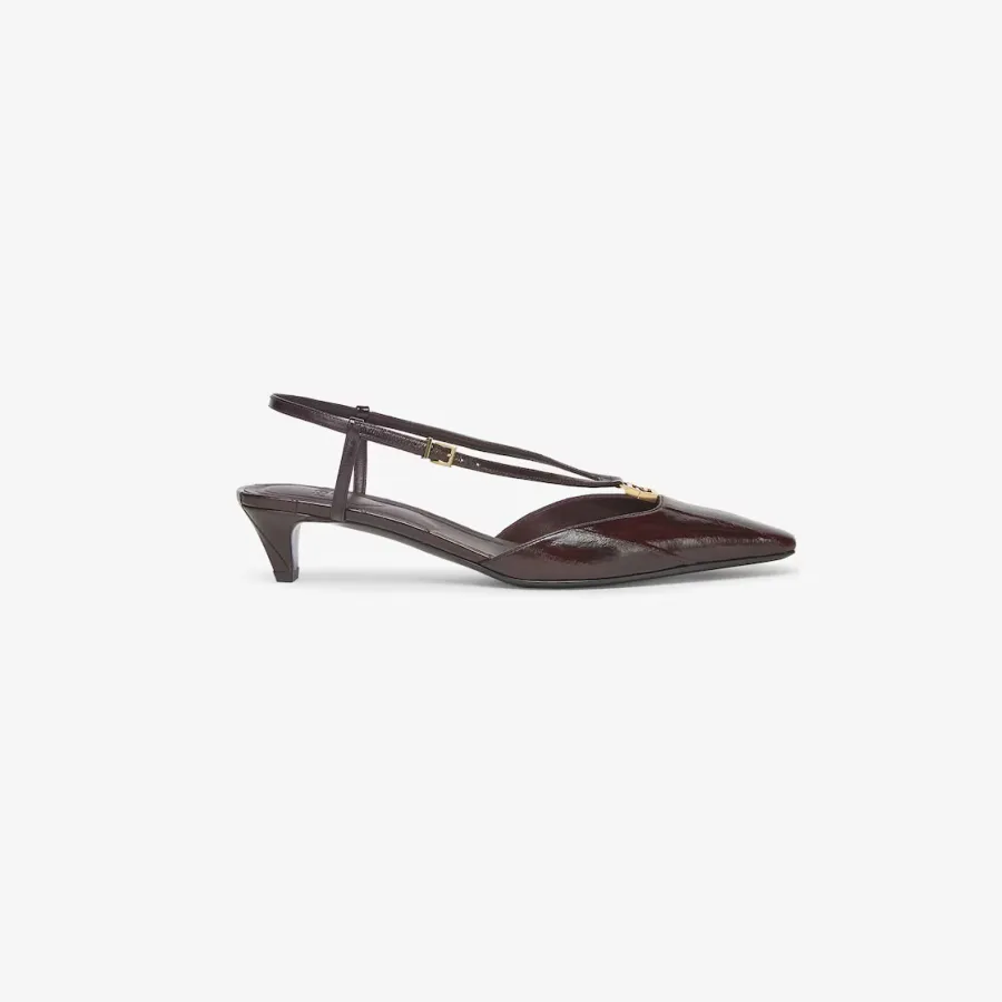 FENDI Brown eel skin low-heeled slingers