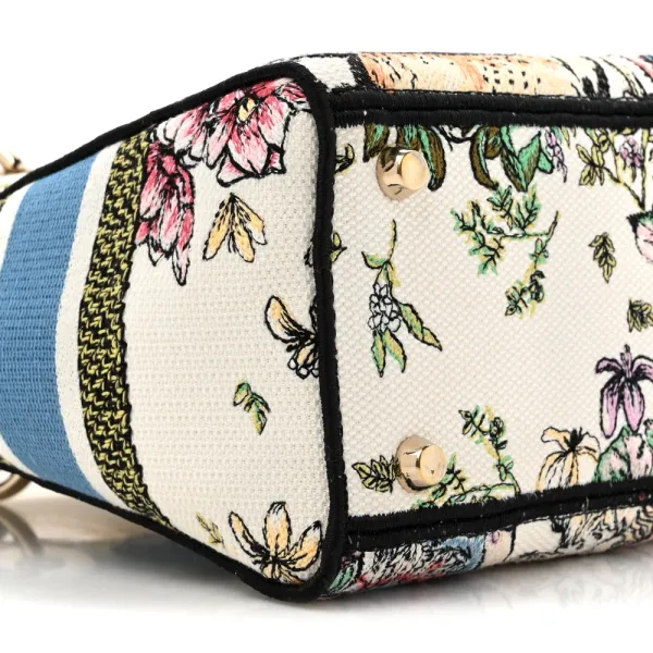 Dior Medium D-Constellation Lady D-Lite Latte Multicolor Embroidered Canvas Gold Hardware - Image 4