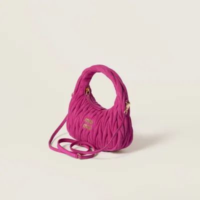 Miu Miu Wander Matelassé Suede leather handbag Red Purple Crossbody Bags