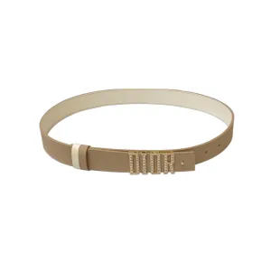 Dior Women' s D-Fence With Pearls Belt In Khaki/White/Brown/Black Calfskin With Gold/Silver Hardware 30mm
