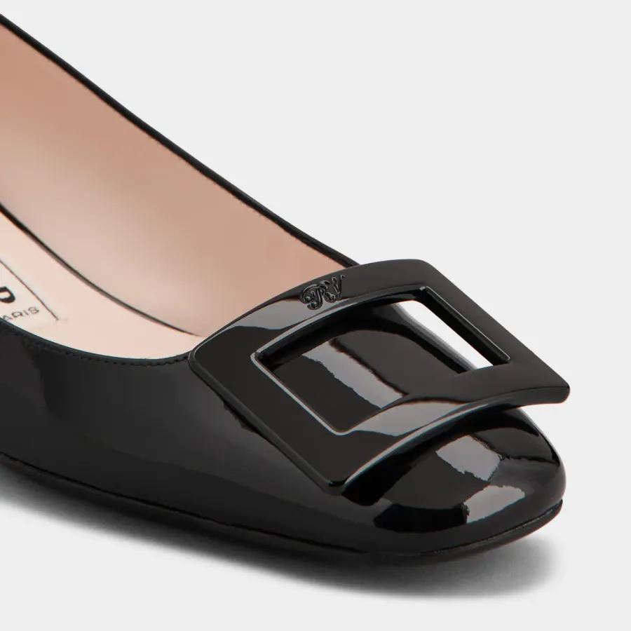 Roger Vivier U Look Ballerinas In Black Patent Leather With Lacquered Buckle (Heel Height 2.5cm)
