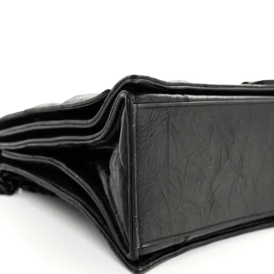 Balenciaga Medium Crush Chain Bag Black Quilted Crushed Calfskin Leather Black Hardware