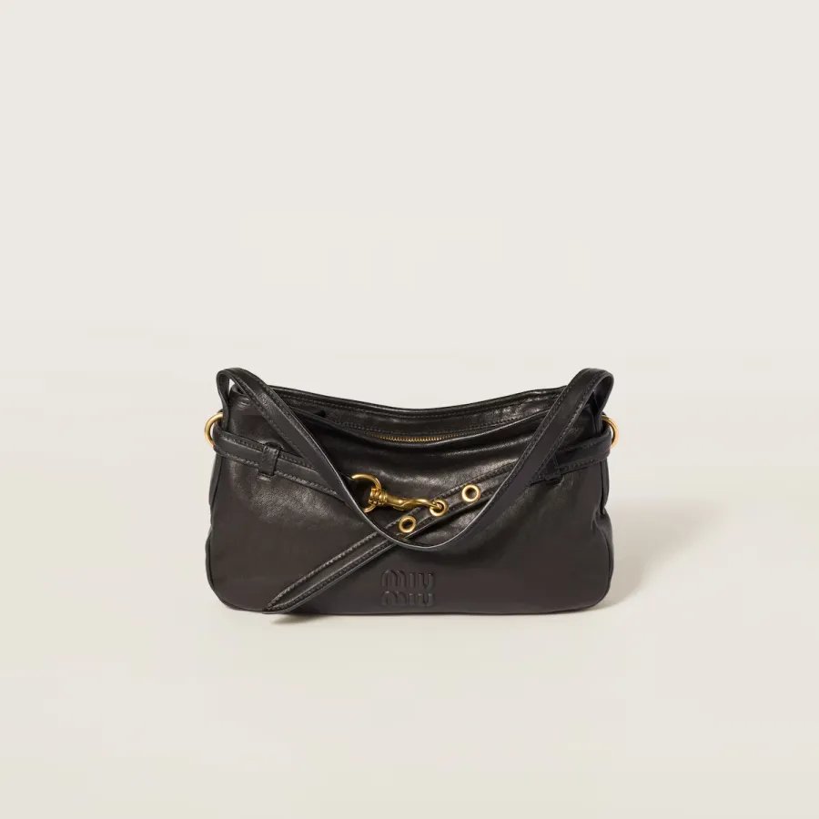 Miu Miu Aventure Nappa Quilted Lambskin Leather Black Shoulder Bags