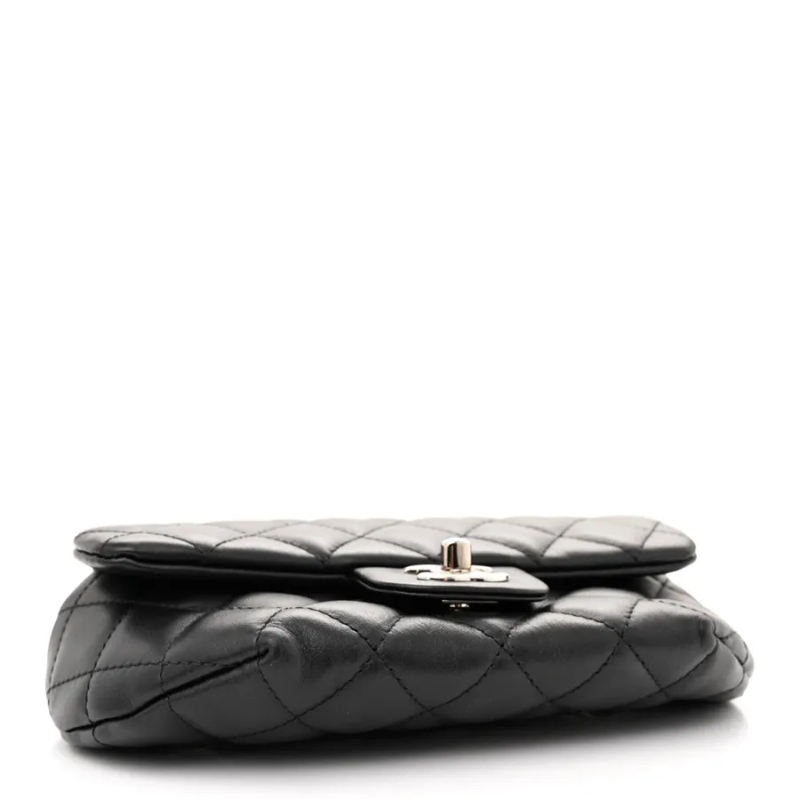 Chanel CC Uniform Flap Belt Bag Small Black Quilted Calfskin Leather Silver Hardware