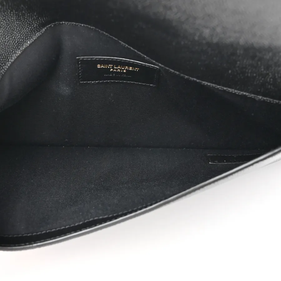 Saint Laurent Medium Uptown Pouch Black Grain De Poudre Leather Gold Hardware