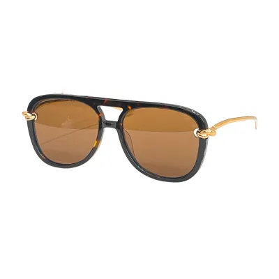 Bottega Veneta Pilot glasses black gold/orange black/brown leopard/rust leopard/white/eggplant/brown red/blue orange color Size 56口16-145