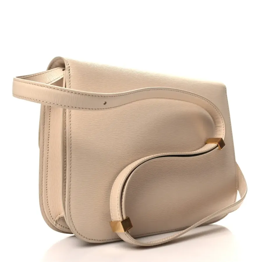 Celine Medium Classic Box Flap Bag Powder Liege Calfskin Leather Gold Hardware