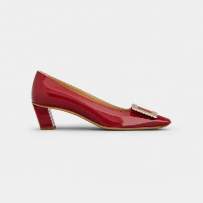 Roger Vivier Belle Vivier Pumps High Heels In Red Patent Leather With Metal Buckle (Heel Height 4.5cm)