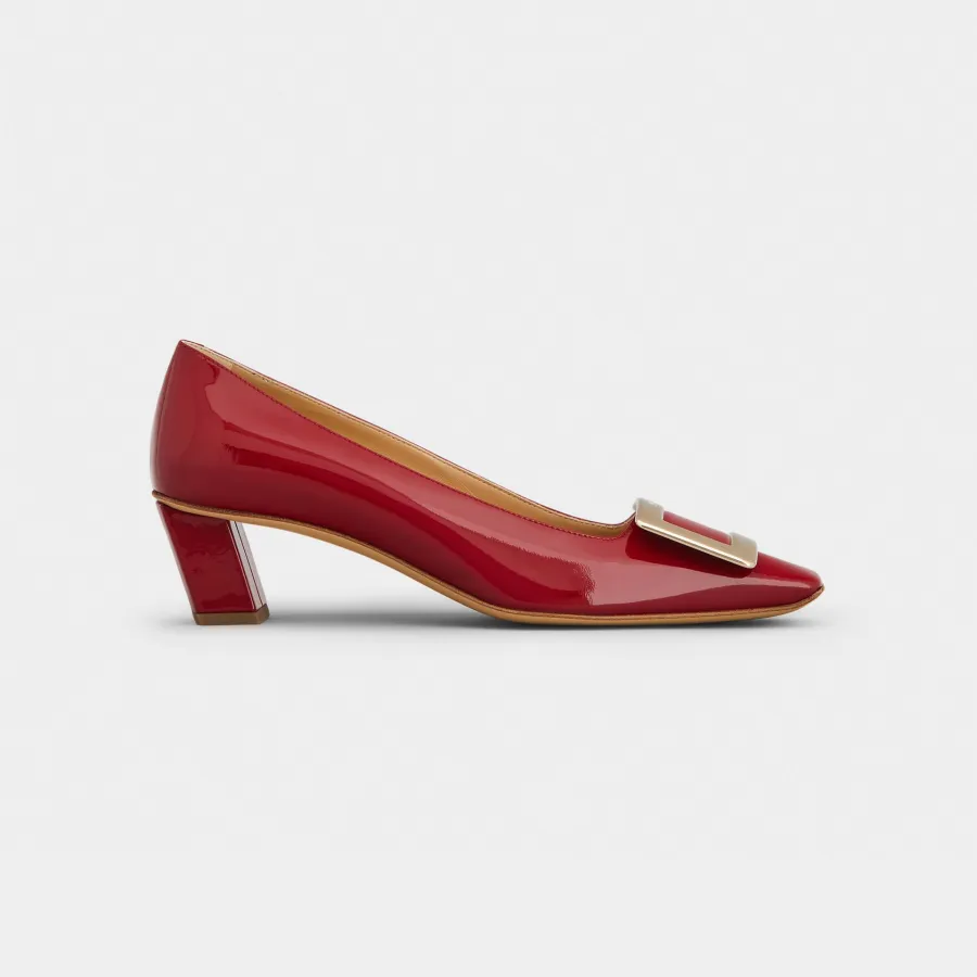 Roger Vivier Belle Vivier Pumps High Heels In Red Patent Leather With Metal Buckle (Heel Height 4.5cm)