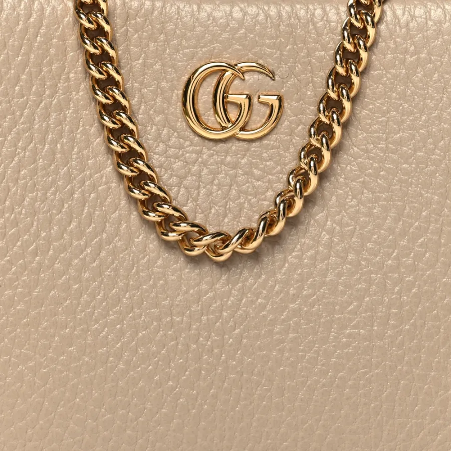 Gucci Mini GG Marmont Chain Shoulder Bag Beige Dollar Calfskin Super Leather Gold Hardware