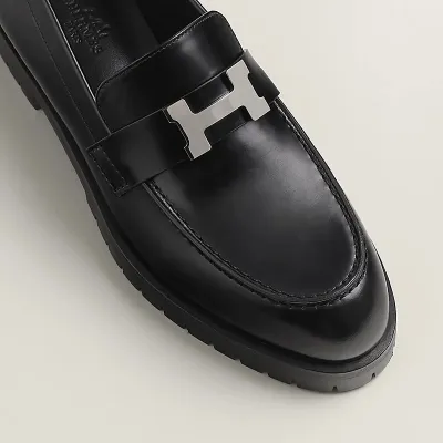 HERMES Faubourg Black Loafers