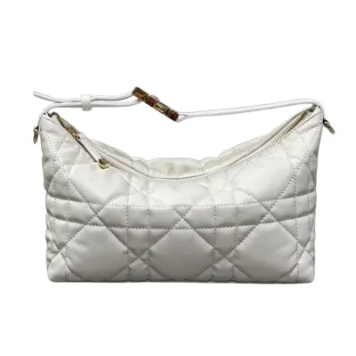 Dior Small D-Journey Bag in White Macrocannage Lambskin Gold Hardware
