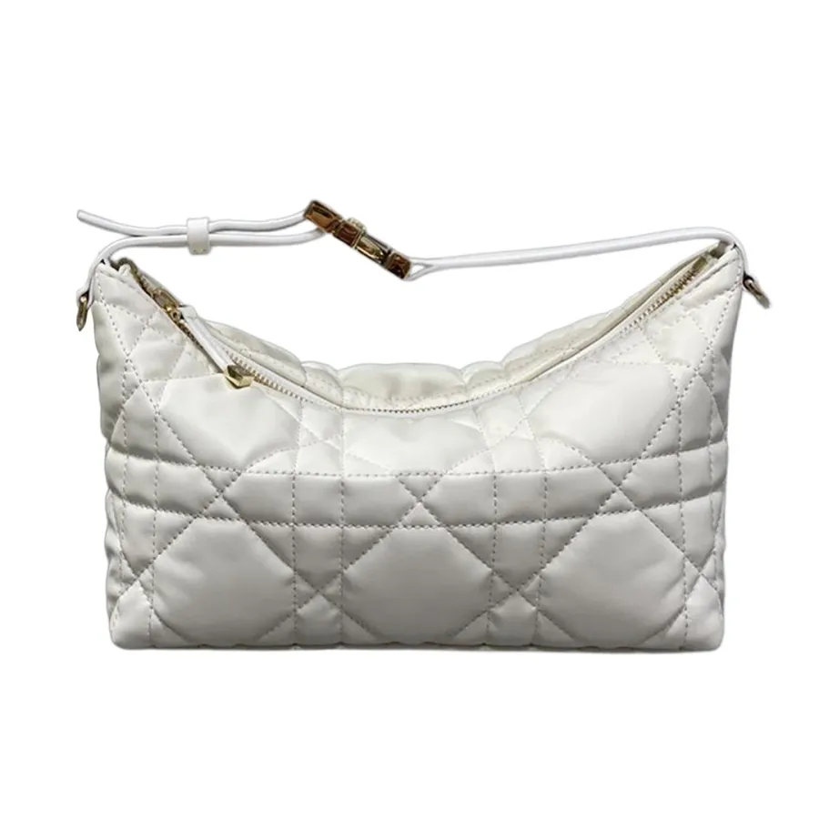 Dior Small D-Journey Bag in White Macrocannage Lambskin Gold Hardware