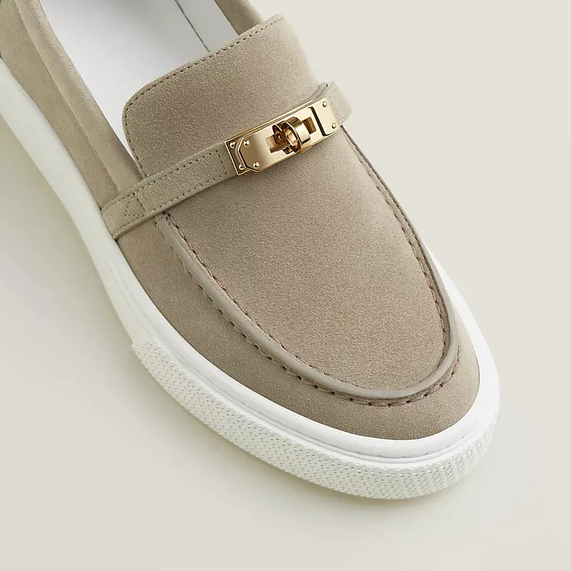HERMES Game Grey Loafers
