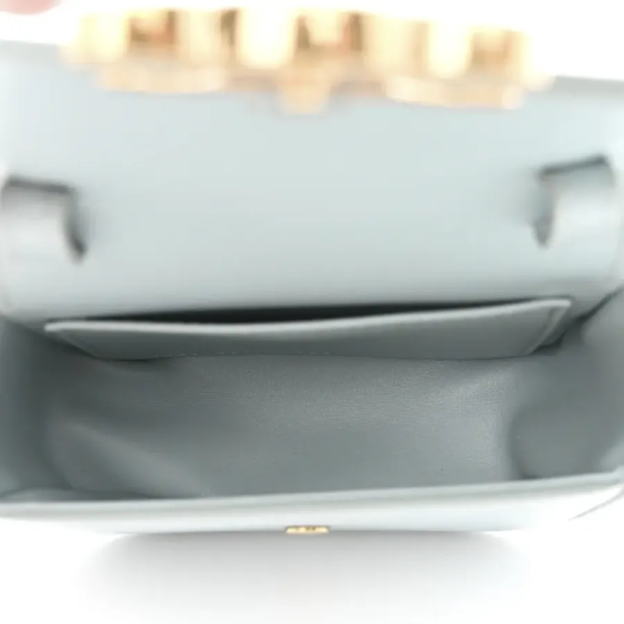 Celine Mini Triomphe Bag Soft Blue Shiny Calfskin Leather Gold Hardware