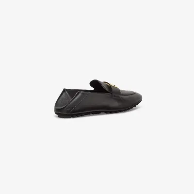 FENDI Black leather loafers