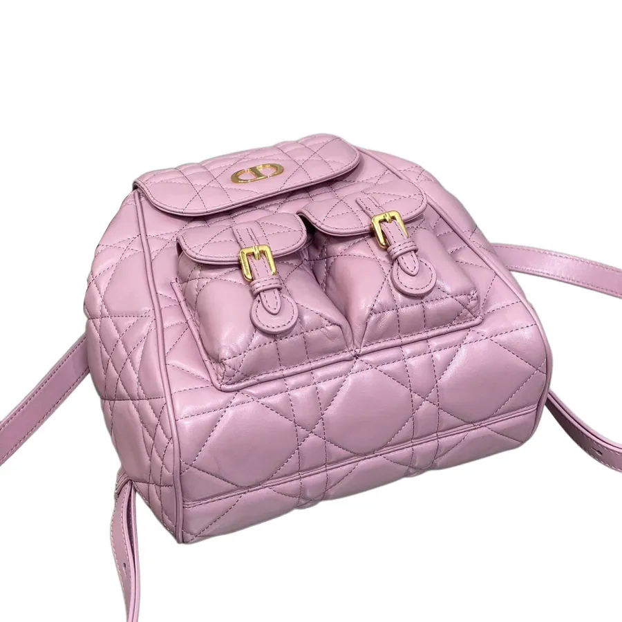 Dior Medium Dior Caro Backpack In Purple/Blue/Burgundy/Beige/White/Black Macrocannage Lambskin Gold Hardware