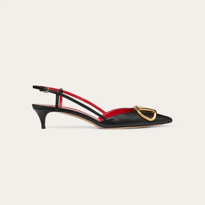 VALENTINO Lace-up heels with decorative patent leather